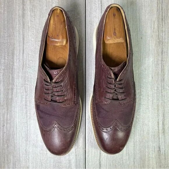 Cole Haan Grand OS Original Burgundy Leather Wingtip Dress Shoes Mens Size 11.5 - Picture 6 of 10